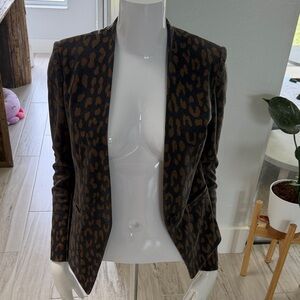 RACHEL Rachel Roy Brown and Black Leopard-Print Blazer